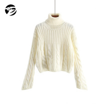 Winter Fashion white casual Turtle neck pullover women sweater